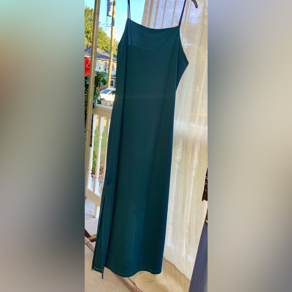 Express Blue Teal Spaghetti Strap Long Dress